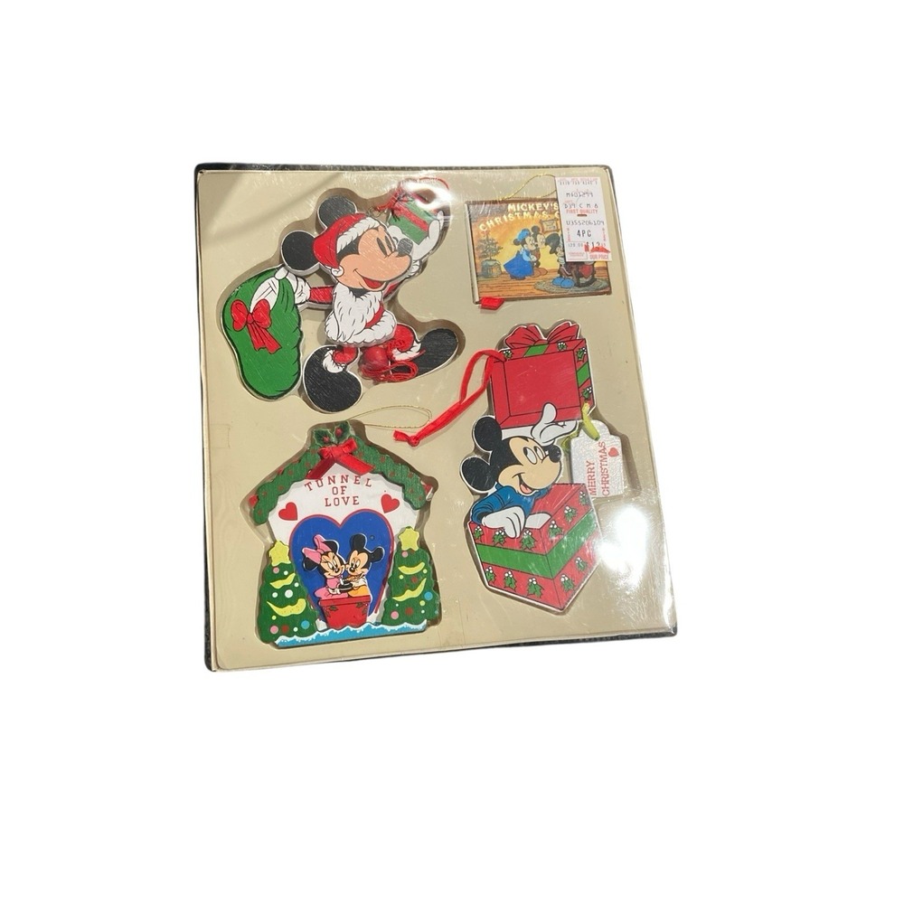Set of Four Vintage Disney Kurt Adler Santa's World Ornament Mickey Mouse